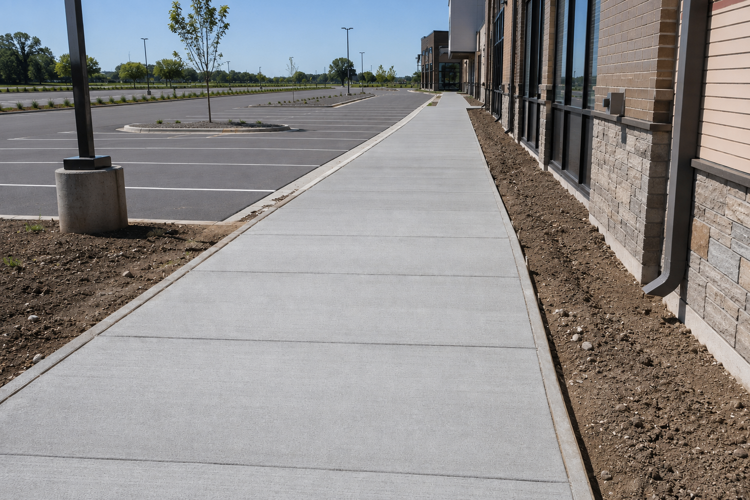 Commercial concrete sidewalk addition